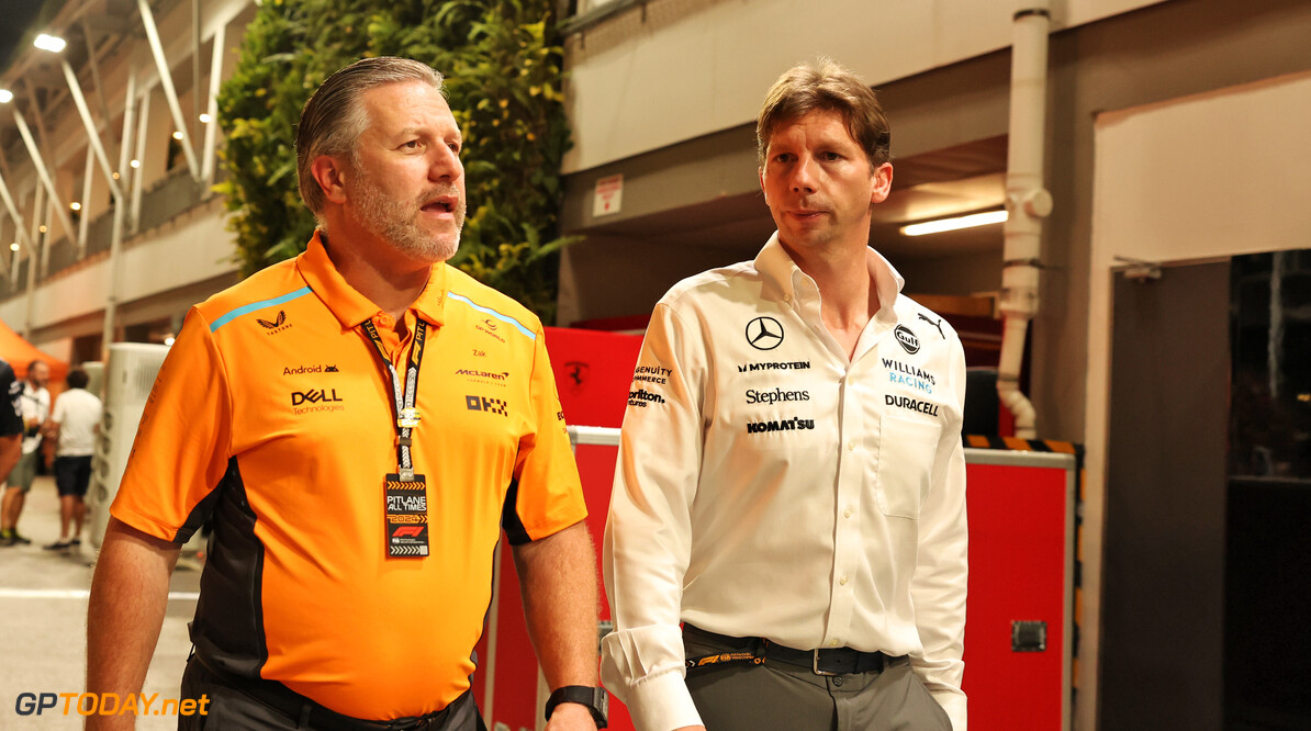 Formula One World Championship
(L to R): Zak Brown (USA) McLaren Executive Director with Toto Wolff (GER) Mercedes AMG F1 Shareholder and Executive Director.

19.09.2024. Formula 1 World Championship, Rd 18, Singapore Grand Prix, Marina Bay Street Circuit, Singapore, Preparation Day.

- www.xpbimages.com, EMail: requests@xpbimages.com (C) Copyright: Rew / XPB Images
Motor Racing - Formula One World Championship - Singapore Grand Prix - Preparation Day - Singapore, Singapore
XPB Images
Singapore
Singapore

Formel1 Formel F1 Formula 1 Formula1 GP Grand Prix one Marina Bay Street Circuit September Thursday Singapore 19 09 9 2024