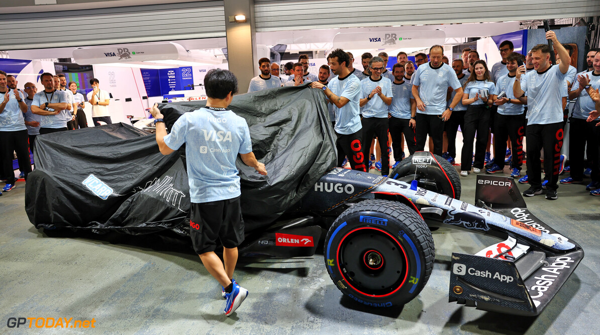 Formula One World Championship
Yuki Tsunoda (JPN) RB VCARB 01 and Daniel Ricciardo (AUS) RB - RB VCARB 01 Denim livery reveal.

19.09.2024. Formula 1 World Championship, Rd 18, Singapore Grand Prix, Marina Bay Street Circuit, Singapore, Preparation Day.

- www.xpbimages.com, EMail: requests@xpbimages.com (C) Copyright: Batchelor / XPB Images
Motor Racing - Formula One World Championship - Singapore Grand Prix - Preparation Day - Singapore, Singapore
XPB Images
Singapore
Singapore

Formel1 Formel F1 Formula 1 Formula1 GP Grand Prix one Marina Bay Street Circuit September Thursday Singapore 19 09 9 2024 Visa Cash App RB Racing Bulls