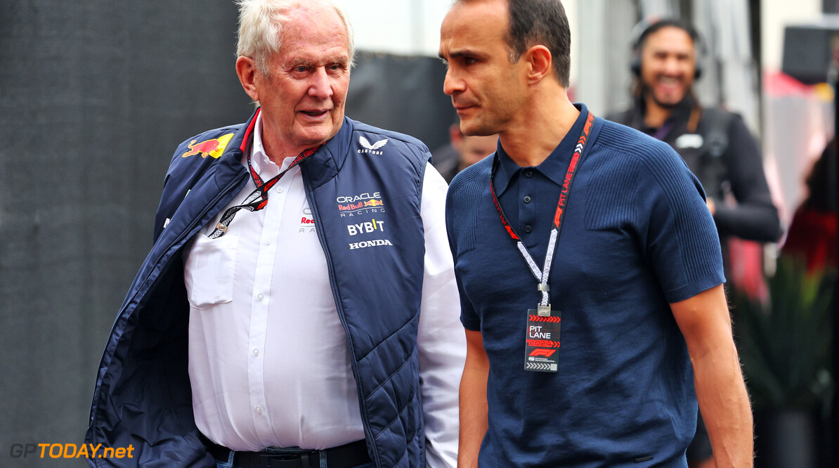 Formula One World Championship
(L to R): Dr Helmut Marko (AUT) Red Bull Motorsport Consultant with Oliver Mintzlaff (GER) Red Bull Managing Director.

18.10.2024. Formula 1 World Championship, Rd 19, United States Grand Prix, Austin, Texas, USA, Sprint Qualifying Day

- www.xpbimages.com, EMail: requests@xpbimages.com (C) Copyright: Batchelor / XPB Images
Motor Racing - Formula One World Championship - United States Grand Prix - Sprint Qualifying Day - Austin, USA
XPB Images
Austin
USA

Formel1 Formel F1 Formula 1 Formula1 GP Grand Prix one Circuit of The Americas COTA Texas USA United States of America Friday October 18 10 2024 Portrait Oli Oliver