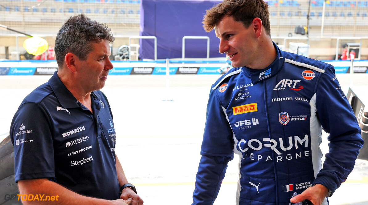 Formula One World Championship
Victor Martins (FRA) Atlassian Williams Racing Academy Driver (Right).

10.04.2025. Formula 1 World Championship, Rd 4, Bahrain Grand Prix, Sakhir, Bahrain, Preparation Day.

- www.xpbimages.com, EMail: requests@xpbimages.com (C) Copyright: Batchelor / XPB Images
Motor Racing - Formula One World Championship - Bahrain Grand Prix - Preparation Day - Sakhir, Bahrain
xpbimages.com
Sakhir
Bahrain

Formel1 Formel F1 Formula 1 Formula1 GP Grand Prix one Thursday Bahrain International Circuit BIC Manama Bahrain Sakhir April 10 04 4 2025 Portrait