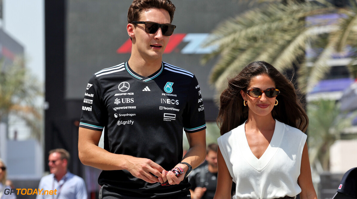 Formula One World Championship
(L to R): George Russell (GBR) Mercedes AMG F1 with his girlfriend Carmen Montero Mundt.

12.04.2025. Formula 1 World Championship, Rd 4, Bahrain Grand Prix, Sakhir, Bahrain, Qualifying Day.

- www.xpbimages.com, EMail: requests@xpbimages.com (C) Copyright: Bearne / XPB Images
Motor Racing - Formula One World Championship - Bahrain Grand Prix - Qualifying Day - Sakhir, Bahrain
xpbimages.com
Sakhir
Bahrain

Formel1 Formel F1 Formula 1 Formula1 GP Grand Prix one Bahrain International Circuit BIC Manama Bahrain Sakhir Saturday April 12 04 4 2025 Portrait