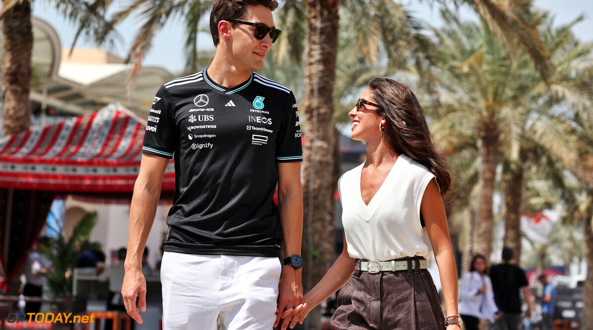 Formula One World Championship
(L to R): George Russell (GBR) Mercedes AMG F1 with his girlfriend Carmen Montero Mundt.

12.04.2025. Formula 1 World Championship, Rd 4, Bahrain Grand Prix, Sakhir, Bahrain, Qualifying Day.

- www.xpbimages.com, EMail: requests@xpbimages.com (C) Copyright: Moy / XPB Images
Motor Racing - Formula One World Championship - Bahrain Grand Prix - Qualifying Day - Sakhir, Bahrain
xpbimages.com
Sakhir
Bahrain

Formel1 Formel F1 Formula 1 Formula1 GP Grand Prix one Bahrain International Circuit BIC Manama Bahrain Sakhir Saturday April 12 04 4 2025 Portrait