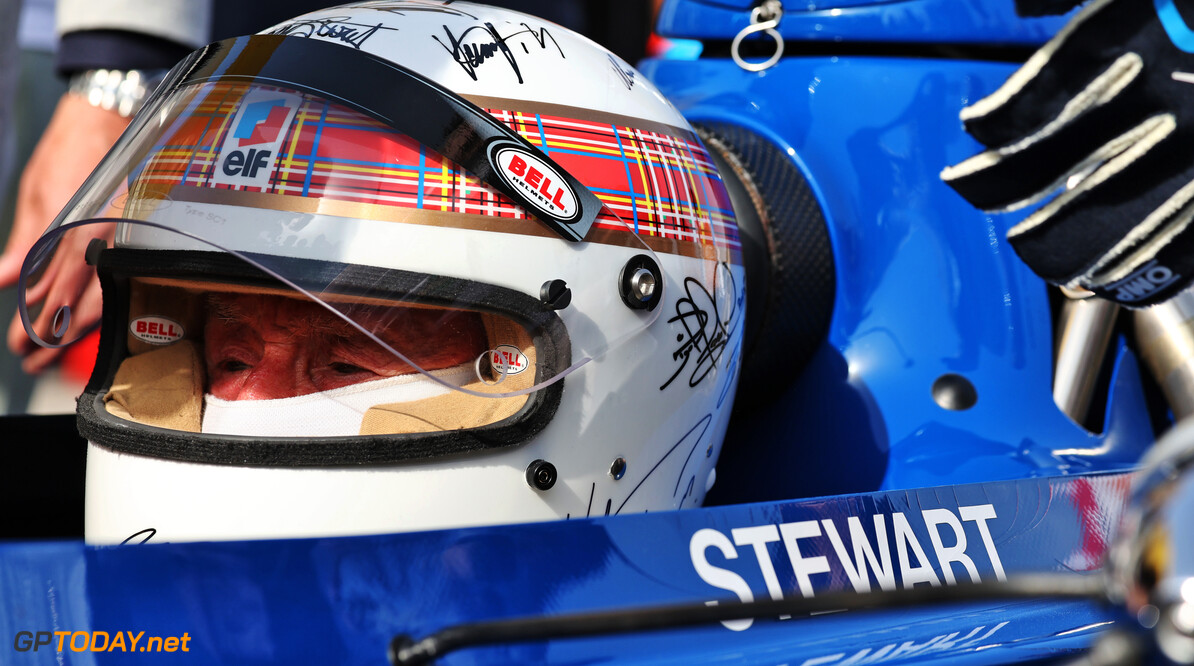 Formula One World Championship
Jackie Stewart (GBR) in his 1973 Tyrrell 006, wearing a helmet signed by all the living F1 World Champions.

13.04.2025. Formula 1 World Championship, Rd 4, Bahrain Grand Prix, Sakhir, Bahrain, Race Day.

- www.xpbimages.com, EMail: requests@xpbimages.com (C) Copyright: Moy / XPB Images
Motor Racing - Formula One World Championship - Bahrain Grand Prix - Race Day - Sakhir, Bahrain
xpbimages.com
Sakhir
Bahrain

Formel1 Formel F1 Formula 1 Formula1 GP Grand Prix one Bahrain International Circuit BIC Manama Bahrain Sakhir Sunday April 13 04 4 2025 Banner Portrait