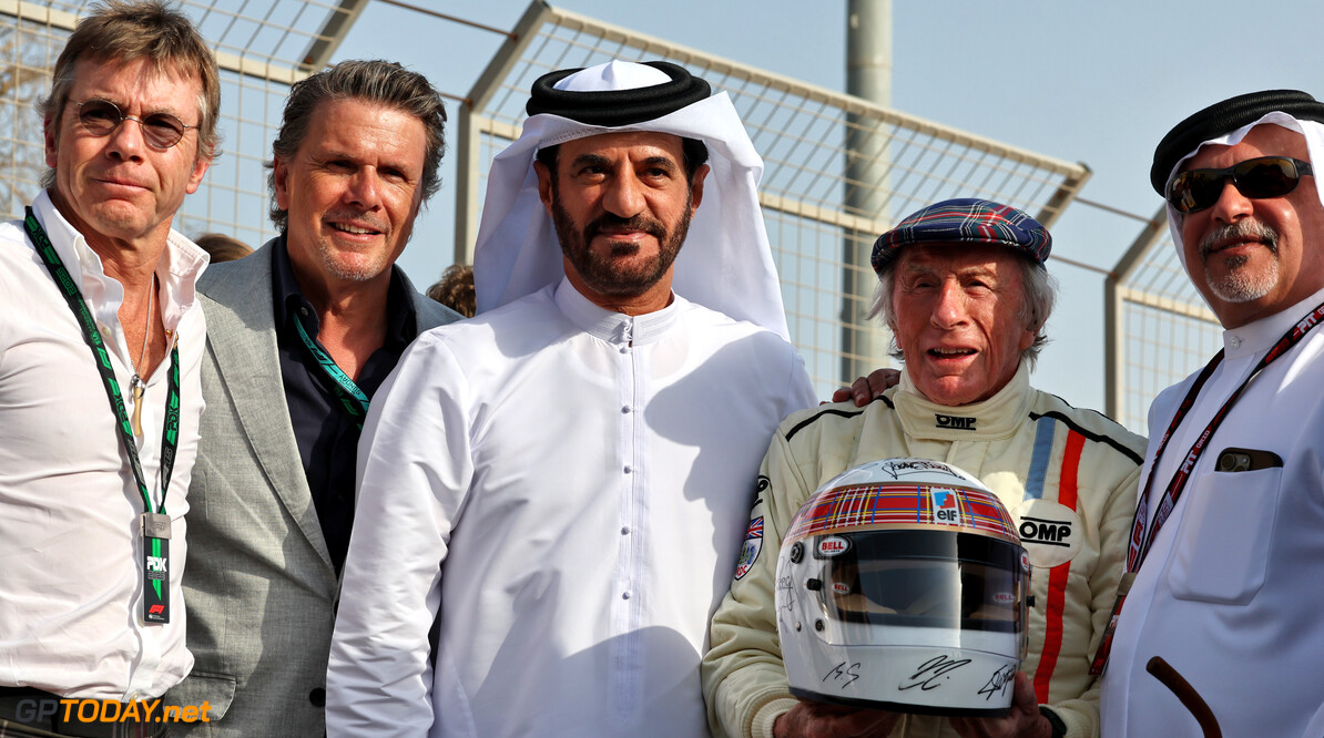 Formula One World Championship
(L to R): Paul Stewart (GBR); Mark Stewart; Mohammed Bin Sulayem (UAE) FIA President; Jackie Stewart (GBR); and Crown Prince Shaikh Salman bin Isa Hamad Al Khalifa (BRN).

13.04.2025. Formula 1 World Championship, Rd 4, Bahrain Grand Prix, Sakhir, Bahrain, Race Day.

- www.xpbimages.com, EMail: requests@xpbimages.com (C) Copyright: Moy / XPB Images
Motor Racing - Formula One World Championship - Bahrain Grand Prix - Race Day - Sakhir, Bahrain
xpbimages.com
Sakhir
Bahrain

Formel1 Formel F1 Formula 1 Formula1 GP Grand Prix one Bahrain International Circuit BIC Manama Bahrain Sakhir Sunday April 13 04 4 2025 Portrait Mohammed Ben Sulayem