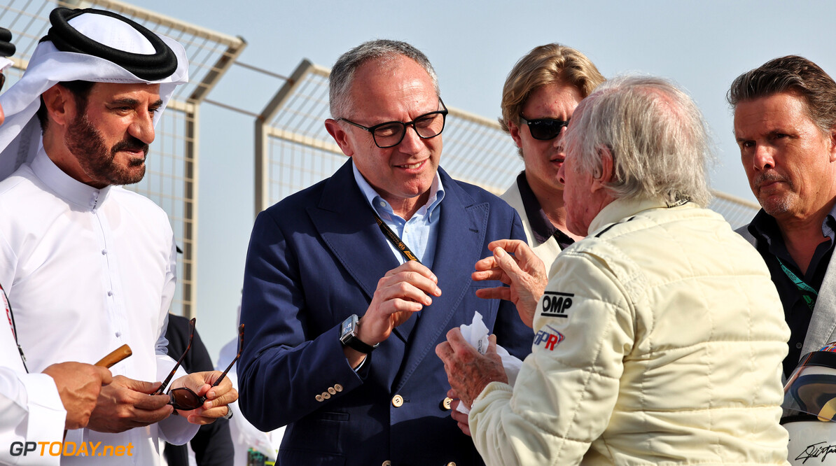 Formula One World Championship
(L to R): Mohammed Bin Sulayem (UAE) FIA President; Stefano Domenicali (ITA) Formula One President and CEO; and Jackie Stewart (GBR).

13.04.2025. Formula 1 World Championship, Rd 4, Bahrain Grand Prix, Sakhir, Bahrain, Race Day.

- www.xpbimages.com, EMail: requests@xpbimages.com (C) Copyright: Moy / XPB Images
Motor Racing - Formula One World Championship - Bahrain Grand Prix - Race Day - Sakhir, Bahrain
xpbimages.com
Sakhir
Bahrain

Formel1 Formel F1 Formula 1 Formula1 GP Grand Prix one Bahrain International Circuit BIC Manama Bahrain Sakhir Sunday April 13 04 4 2025 Portrait Mohammed Ben Sulayem Chief Executive Officer