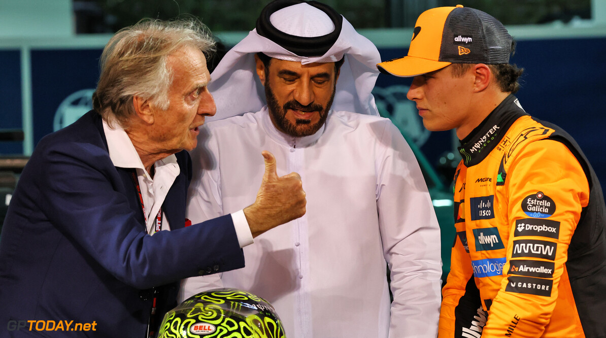 Formula One World Championship
(L to R): Luca di Montezemolo (ITA) with Mohammed Bin Sulayem (UAE) FIA President and Lando Norris (GBR) McLaren in parc ferme.

13.04.2025. Formula 1 World Championship, Rd 4, Bahrain Grand Prix, Sakhir, Bahrain, Race Day.

- www.xpbimages.com, EMail: requests@xpbimages.com (C) Copyright: Batchelor / XPB Images
Motor Racing - Formula One World Championship - Bahrain Grand Prix - Race Day - Sakhir, Bahrain
xpbimages.com
Sakhir
Bahrain

Formel1 Formel F1 Formula 1 Formula1 GP Grand Prix one Bahrain International Circuit BIC Manama Bahrain Sakhir Sunday April 13 04 4 2025 Podium Portrait Mohammed Ben Sulayem