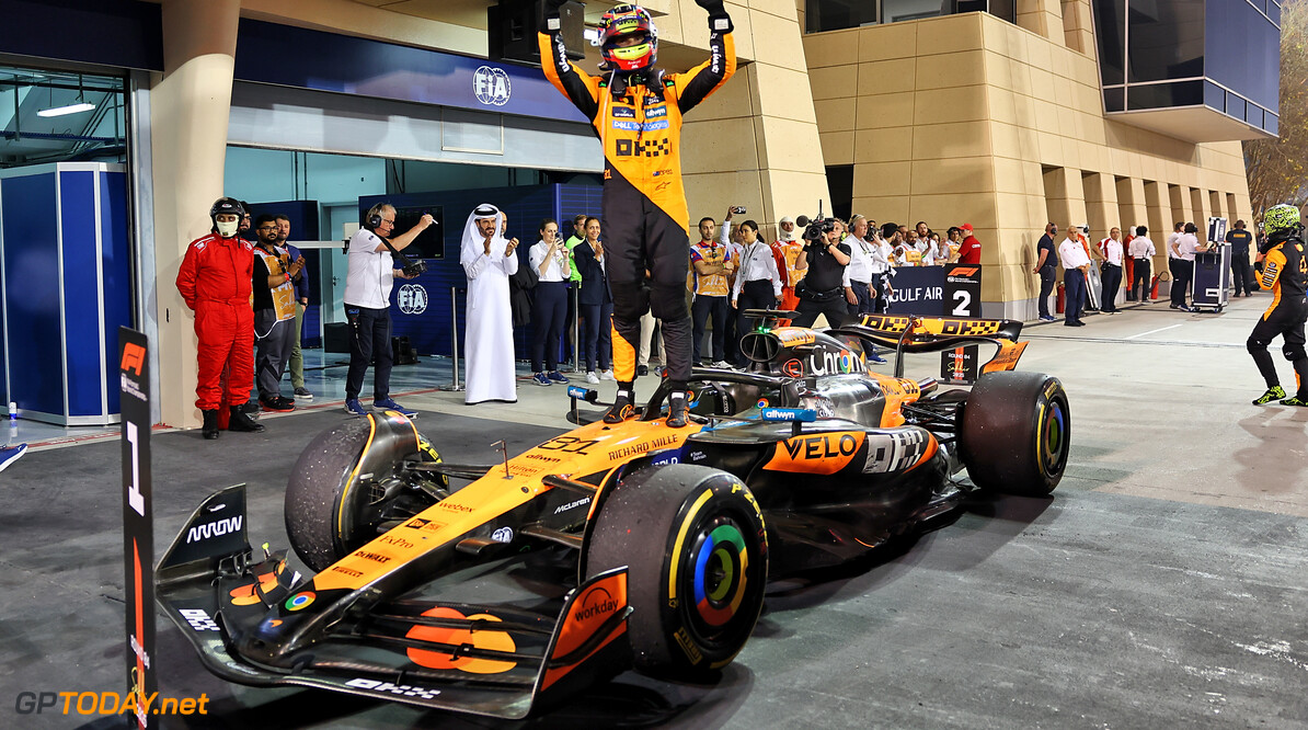 Formula One World Championship
Race winner Oscar Piastri (AUS) McLaren MCL39 celebrates in parc ferme.

13.04.2025. Formula 1 World Championship, Rd 4, Bahrain Grand Prix, Sakhir, Bahrain, Race Day.

- www.xpbimages.com, EMail: requests@xpbimages.com (C) Copyright: Batchelor / XPB Images
Motor Racing - Formula One World Championship - Bahrain Grand Prix - Race Day - Sakhir, Bahrain
xpbimages.com
Sakhir
Bahrain

Formel1 Formel F1 Formula 1 Formula1 GP Grand Prix one Bahrain International Circuit BIC Manama Bahrain Sakhir Sunday April 13 04 4 2025 Podium Portrait Winner  Victor Victory First Position First Place