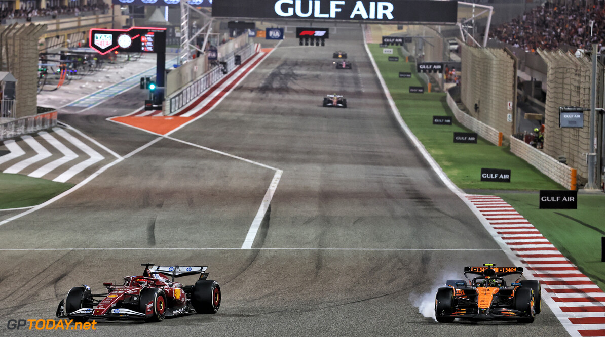 Formula One World Championship
Charles Leclerc (MON) Ferrari SF-25 and Lando Norris (GBR) McLaren MCL39 battle for position.

13.04.2025. Formula 1 World Championship, Rd 4, Bahrain Grand Prix, Sakhir, Bahrain, Race Day.

- www.xpbimages.com, EMail: requests@xpbimages.com (C) Copyright: Batchelor / XPB Images
Motor Racing - Formula One World Championship - Bahrain Grand Prix - Race Day - Sakhir, Bahrain
xpbimages.com
Sakhir
Bahrain

Formel1 Formel F1 Formula 1 Formula1 GP Grand Prix one Bahrain International Circuit BIC Manama Bahrain Sakhir Sunday April 13 04 4 2025 Race Action Track