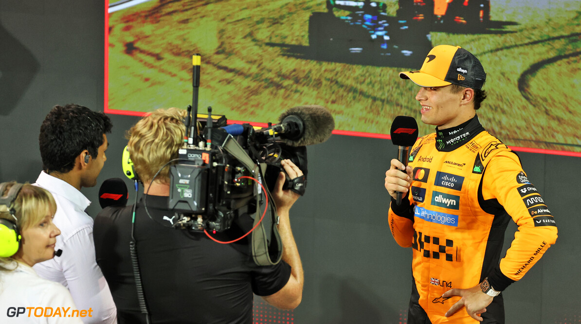 Formula One World Championship
Lando Norris (GBR) McLaren with Karun Chandhok (IND) Sky Sports F1 Presenter in parc ferme.

13.04.2025. Formula 1 World Championship, Rd 4, Bahrain Grand Prix, Sakhir, Bahrain, Race Day.

- www.xpbimages.com, EMail: requests@xpbimages.com (C) Copyright: Bearne / XPB Images
Motor Racing - Formula One World Championship - Bahrain Grand Prix - Race Day - Sakhir, Bahrain
xpbimages.com
Sakhir
Bahrain

Formel1 Formel F1 Formula 1 Formula1 GP Grand Prix one Bahrain International Circuit BIC Manama Bahrain Sakhir Sunday April 13 04 4 2025 Podium Portrait