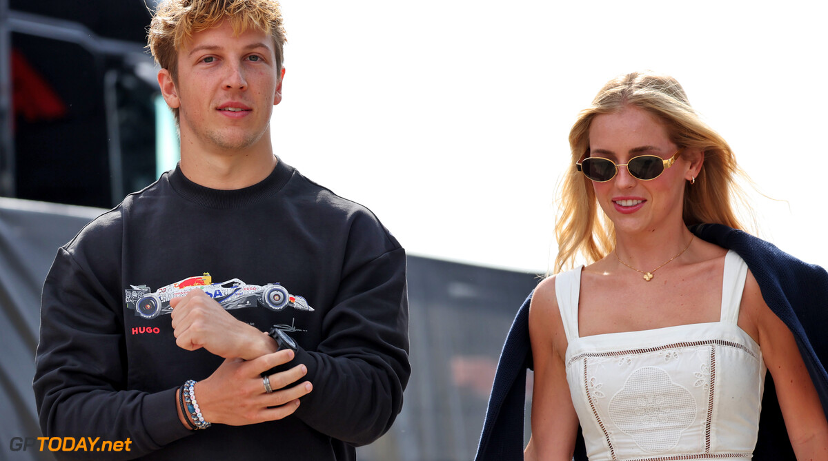 Formula One World Championship
(L to R): Liam Lawson (NZL) Racing Bulls with his girlfriend Hannah St. John (USA).

04.07.2025. Formula 1 World Championship, Rd 12, British Grand Prix, Silverstone, England, Practice Day.

 - www.xpbimages.com, EMail: requests@xpbimages.com (C) Copyright: Rew / XPB Images
Motor Racing - Formula One World Championship - British Grand Prix - Practice Day - Silverstone, England
XPB Images
Silverstone
England

July Formel1 Formel F1 Formula 1 Formula1 GP Grand Prix one Circuit Silverstone England Britain British United Kingdom UK Friday 04 4 07 7 2025 Portrait Visa Cash App Racing Bulls