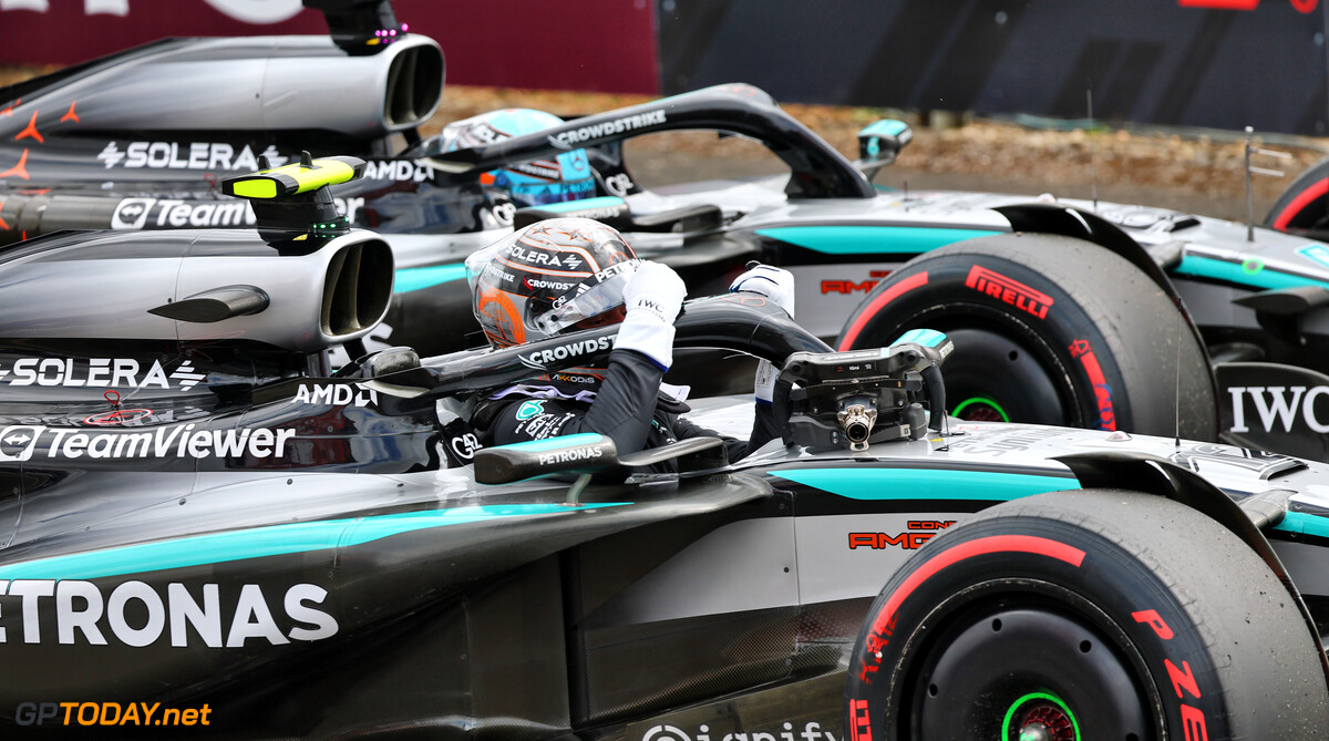 Formula One World Championship
Andrea Kimi Antonelli (ITA) Mercedes AMG F1 W16 and George Russell (GBR) Mercedes AMG F1 W16 in qualifying parc ferme.

05.07.2025. Formula 1 World Championship, Rd 12, British Grand Prix, Silverstone, England, Qualifying Day.

- www.xpbimages.com, EMail: requests@xpbimages.com (C) Copyright: Batchelor / XPB Images
Motor Racing - Formula One World Championship - British Grand Prix - Qualifying Day - Silverstone, England
XPB Images
Silverstone
England

July Formel1 Formel F1 Formula 1 Formula1 GP Grand Prix one Circuit Silverstone England Britain British United Kingdom UK Saturday 05 5 07 7 2025 Qualifying Portrait