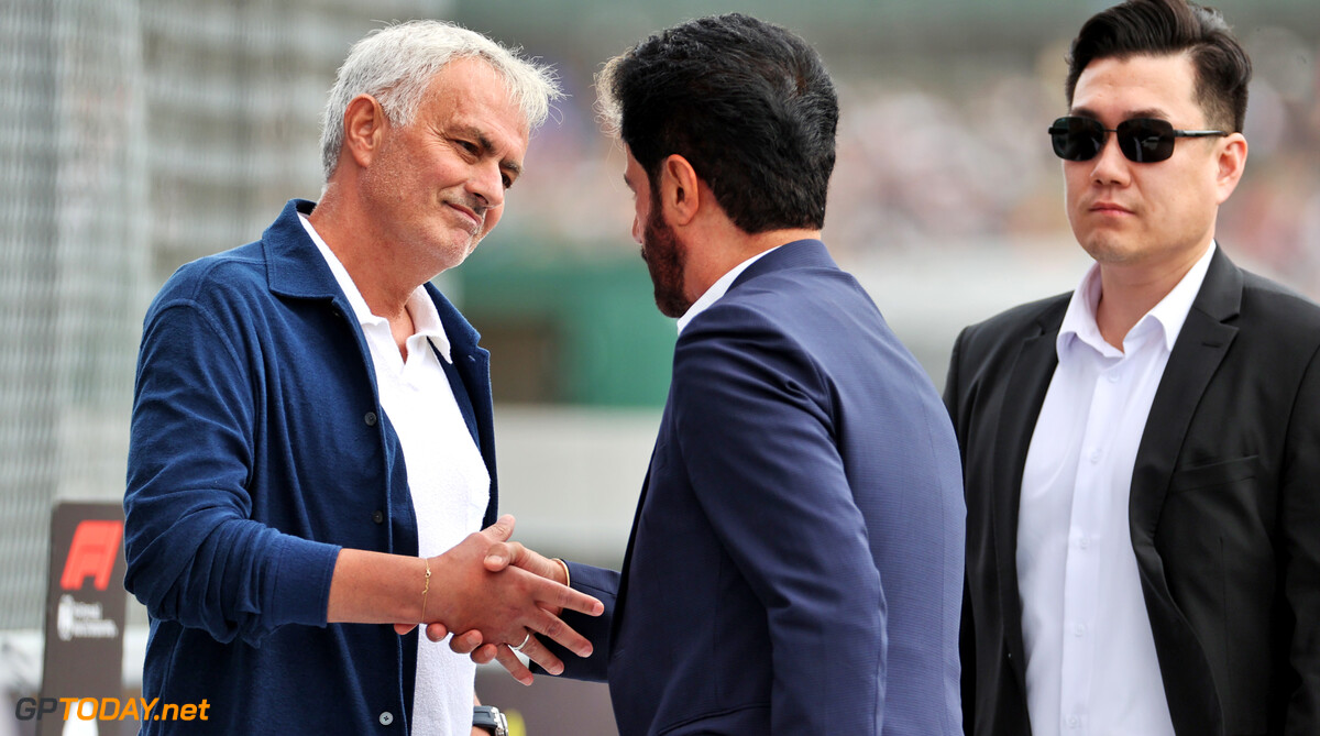 Formula One World Championship
(L to R): Jose Mourinho (POR) Football Manager with Mohammed Bin Sulayem (UAE) FIA President in qualifying parc ferme.

05.07.2025. Formula 1 World Championship, Rd 12, British Grand Prix, Silverstone, England, Qualifying Day.

- www.xpbimages.com, EMail: requests@xpbimages.com (C) Copyright: Davenport / XPB Images
Motor Racing - Formula One World Championship - British Grand Prix - Qualifying Day - Silverstone, England
XPB Images
Silverstone
England

July Formel1 Formel F1 Formula 1 Formula1 GP Grand Prix one Circuit Silverstone England Britain British United Kingdom UK Saturday 05 5 07 7 2025 Qualifying Portrait Mohammed Ben Sulayem David