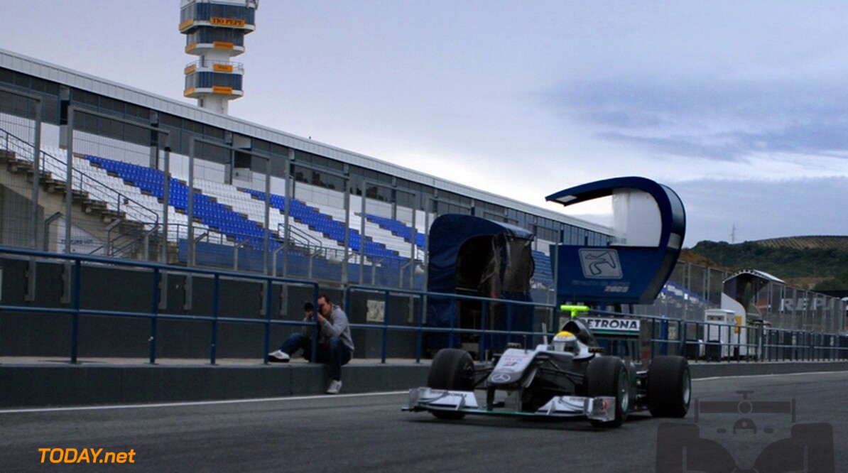 Jerez dag 1: Rosberg snelste tijdens natte testdag