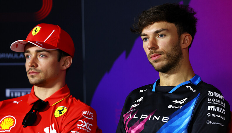 Formula One World Championship
(L to R): Charles Leclerc (MON) Ferrari and Pierre Gasly (FRA) Alpine F1 Team in the FIA Press Conference.

23.02.2024. Formula 1 Testing, Sakhir, Bahrain, Day Three.

- www.xpbimages.com, EMail: requests@xpbimages.com (C) Copyright: Charniaux / XPB Images
Motor Racing - Formula One Testing - Day Three - Sakhir, Bahrain
xpbimages.com
Sakhir
Bahrain

Formel1 Formel F1 Formula 1 Formula1 Test Testing one Bahrain In