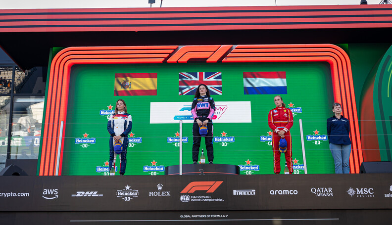 FIA Formula Academy
The podium (L to R): Nerea ...