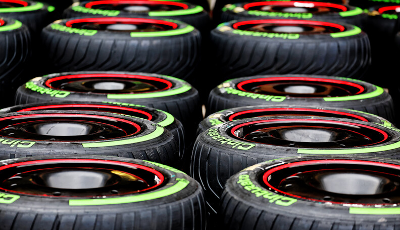 Formula One World Championship
Wet Pirelli tyre...